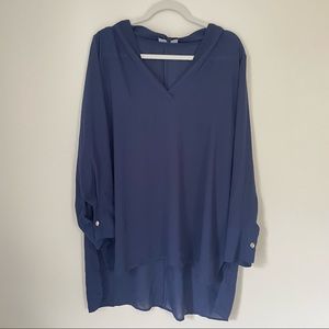 Blue tunic dress top, sheer, eloquii size 18